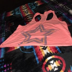 Coral crop top muscle tank with star detail